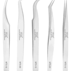 Wimpernpinzette Set 5 Stück Edelstahl Profi Wimpernverlängerung Nagelkunst
