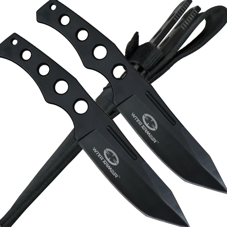 WithAmour Aces 2-teiliges Outdoormesser Wurfmesser Set Nylonscheide ( + 18)