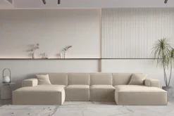 Wohnlandschaft U-Form CELES Premium XS in Stoff Opera Velvet Beige