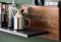 Wohnwand Schrankwand Old Used Wood und grau Wohnzimmer Vintage Indy mit Beleuchtung