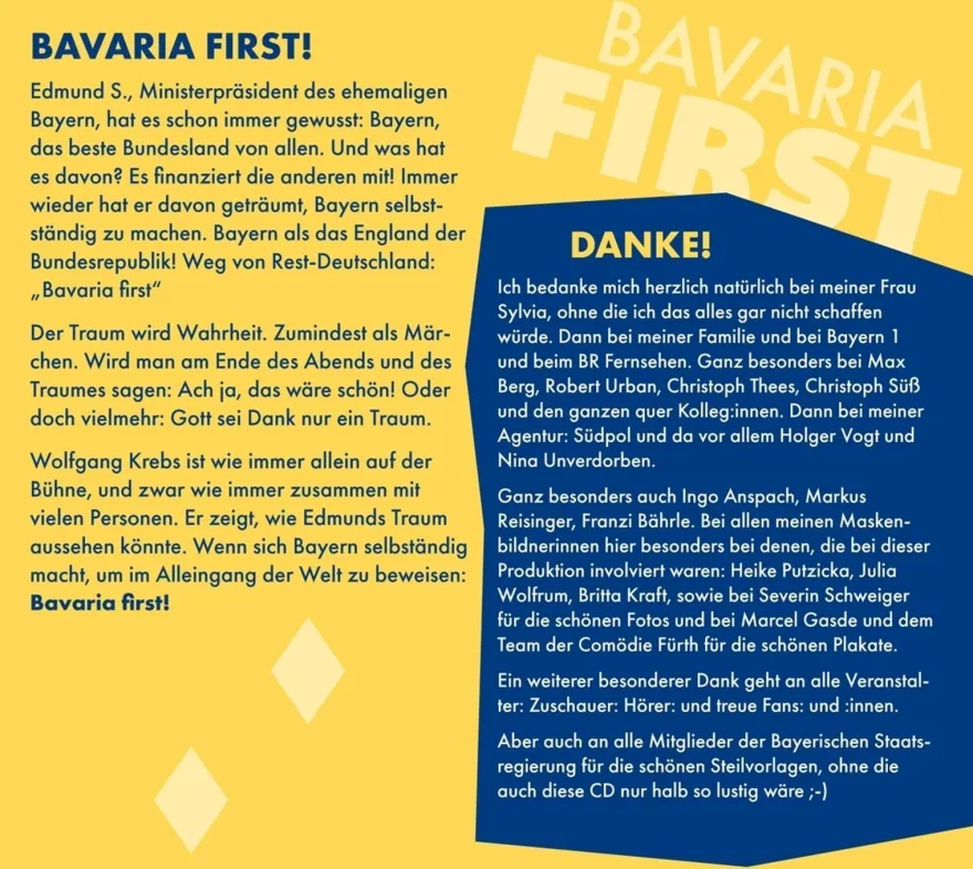 Wolfgang Krebs: Bavaria First! - - (CD / B)