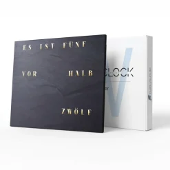 WordClock Jupiter 2.0 - Phantom Slate Edition (50×40cm) - Handgefertigte LED Uhr