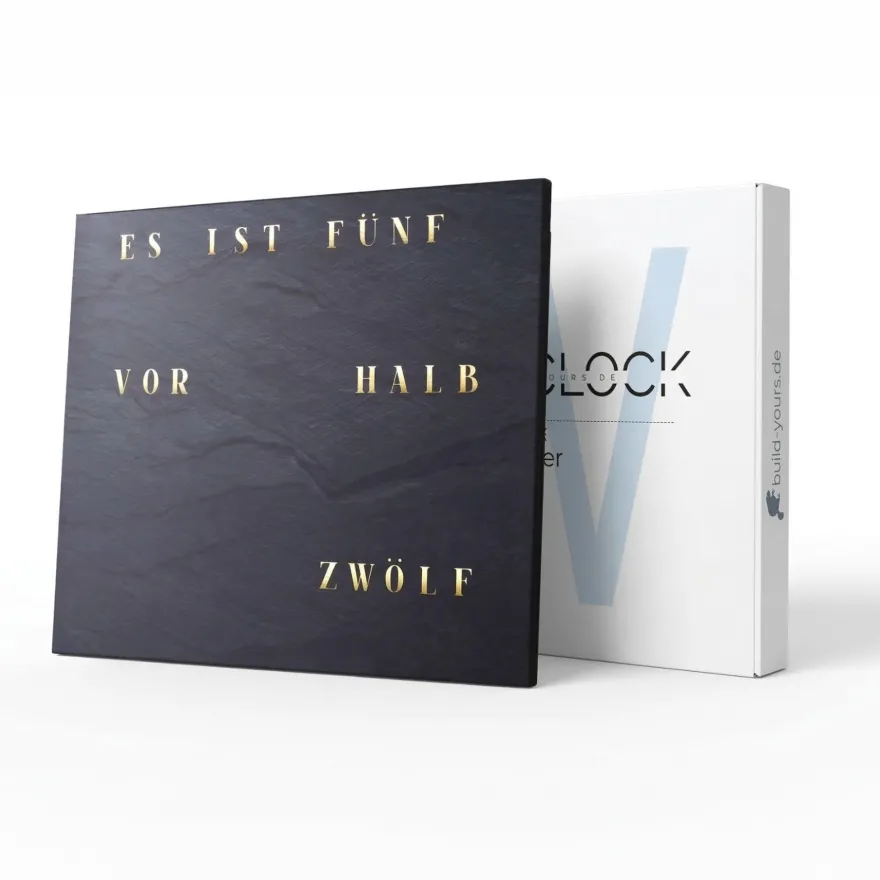 WordClock Jupiter 2.0 - Phantom Slate Edition (50×40cm) - Handgefertigte LED Uhr