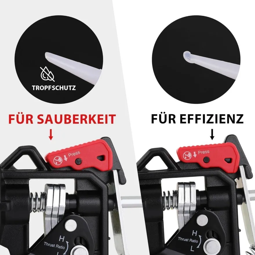 Workpro Kartuschenpresse 18:1 9:1 Übersetzung Silikonspritze 360° Drehrahmen