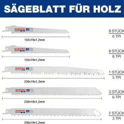 Workpro 32-tlg. Sägeblatt Set Holz Metall Kunststoff Säbelsäge Handtasche