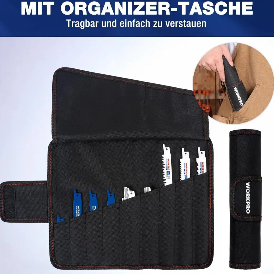 Workpro 32-tlg. Sägeblatt Set Holz Metall Kunststoff Säbelsäge Handtasche