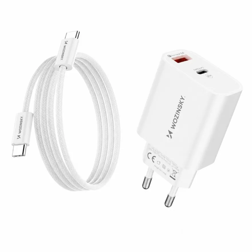 Wozinsky WLS-20W Ladegerät 20 W USB-C PD USB-A QC 3.0 inkl. 1 m Kabel