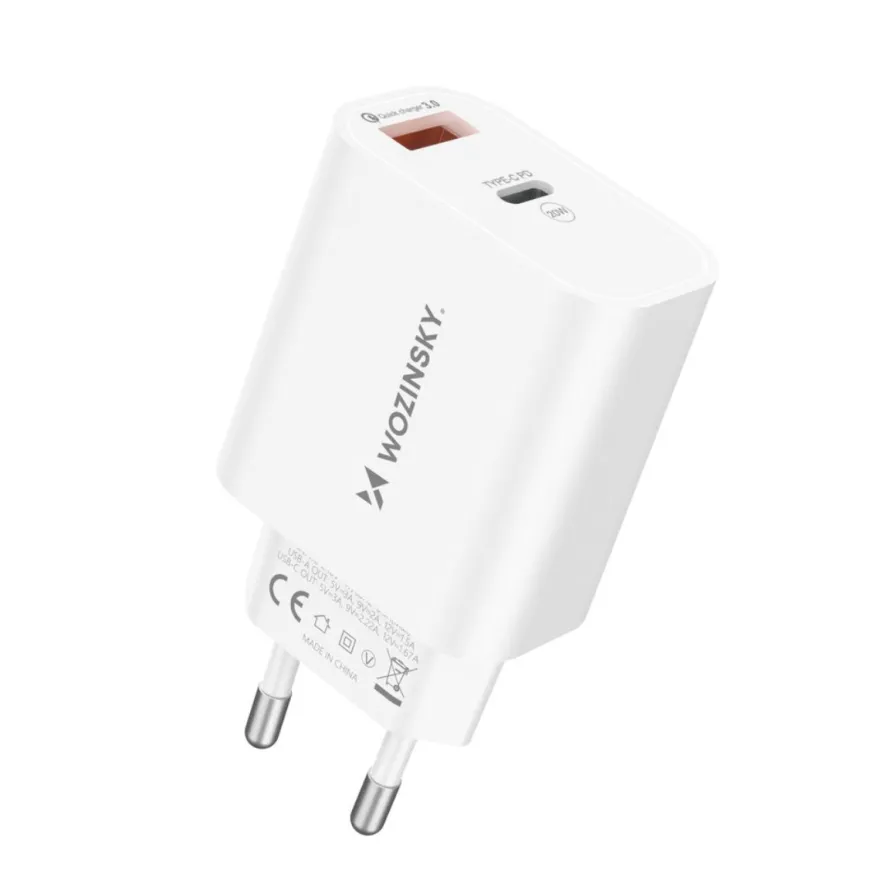 Wozinsky WLS-20W Ladegerät 20 W USB-C PD USB-A QC 3.0 inkl. 1 m Kabel