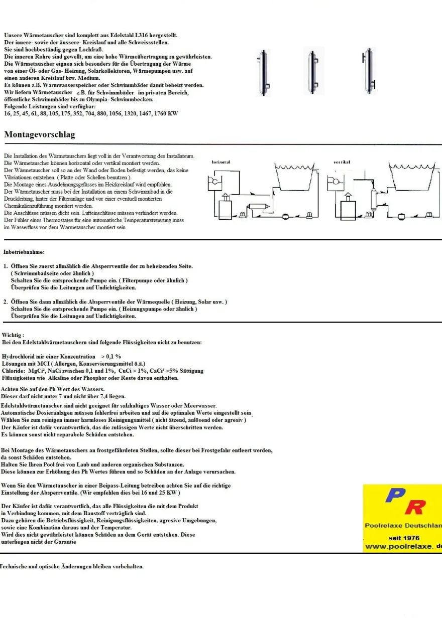 Wärmetauscher Edelstahl L316 Schwimmbad Solar Blockheizkraftwerk Wärmepumpe