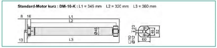 WTS - Rohrmotor Serie DM-40 mit mechanischer Endabschaltung 40Nm 15U/ min