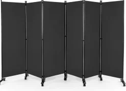 334,5 x 172 cm Raumteiler auf Rollen, Paravent 6-teilig, Trennwand faltbar, aus Stoff