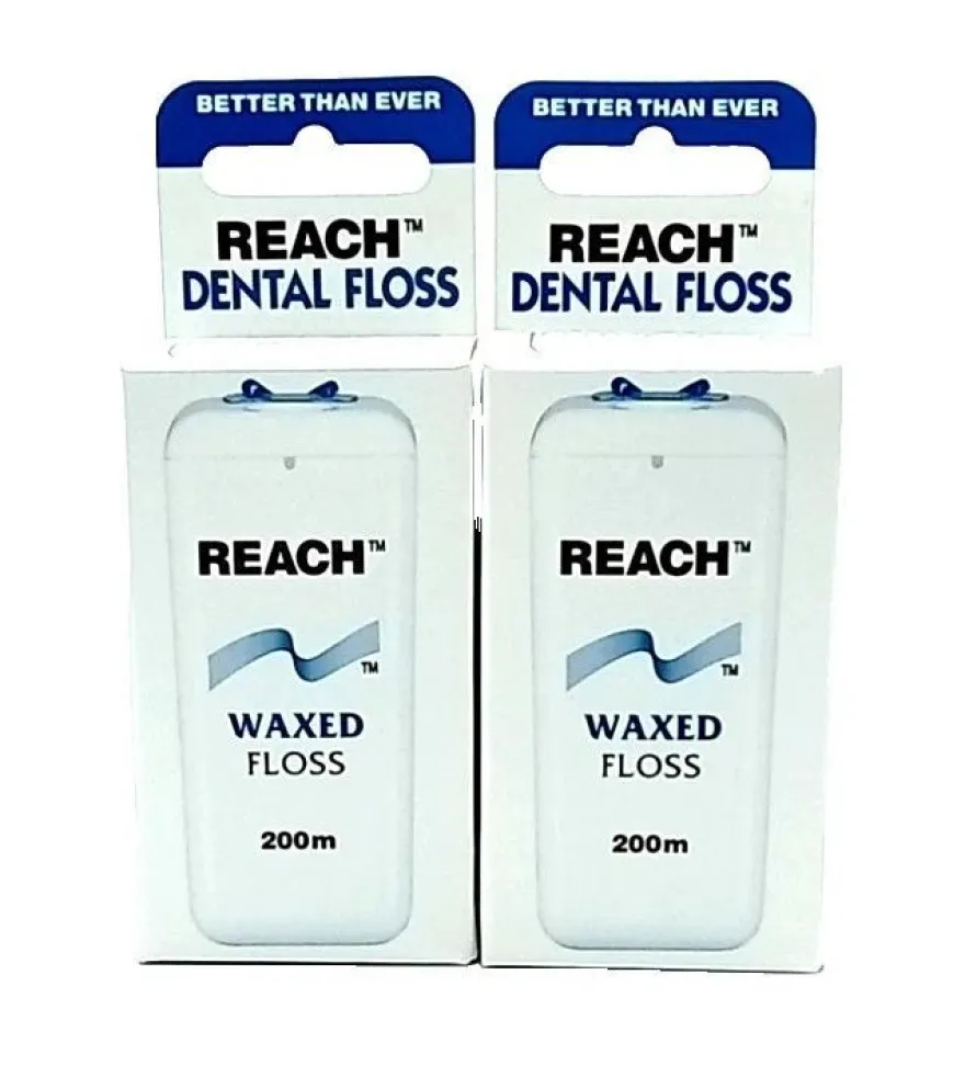 2x Dental Floss Reach Zahnseide gewachst 2x 200 m Zahnzwischenräume reinigen