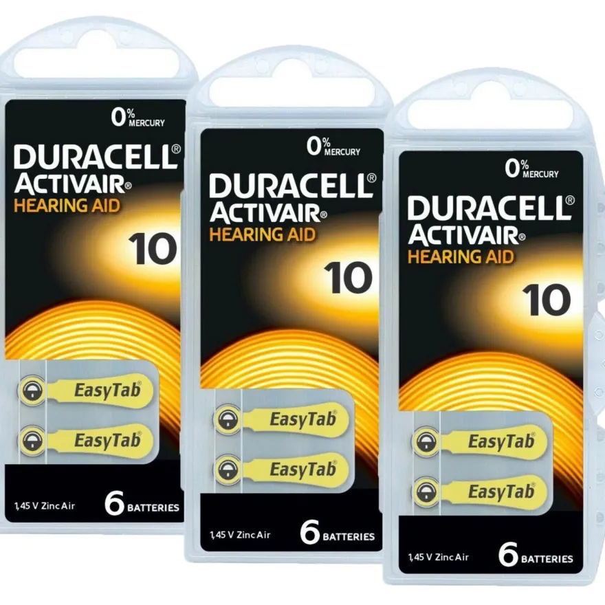 3x Duracell 10 Hörgerätebatterien Batterien Knopfzellen 1,45V Activair 6er Blister