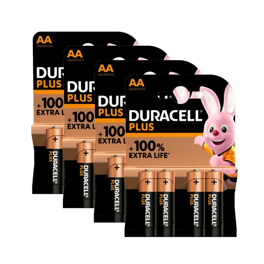 4x Duracell Plus AA Mignon 1,5V Alkaline Batterien MN1500 LR06 4er Blister