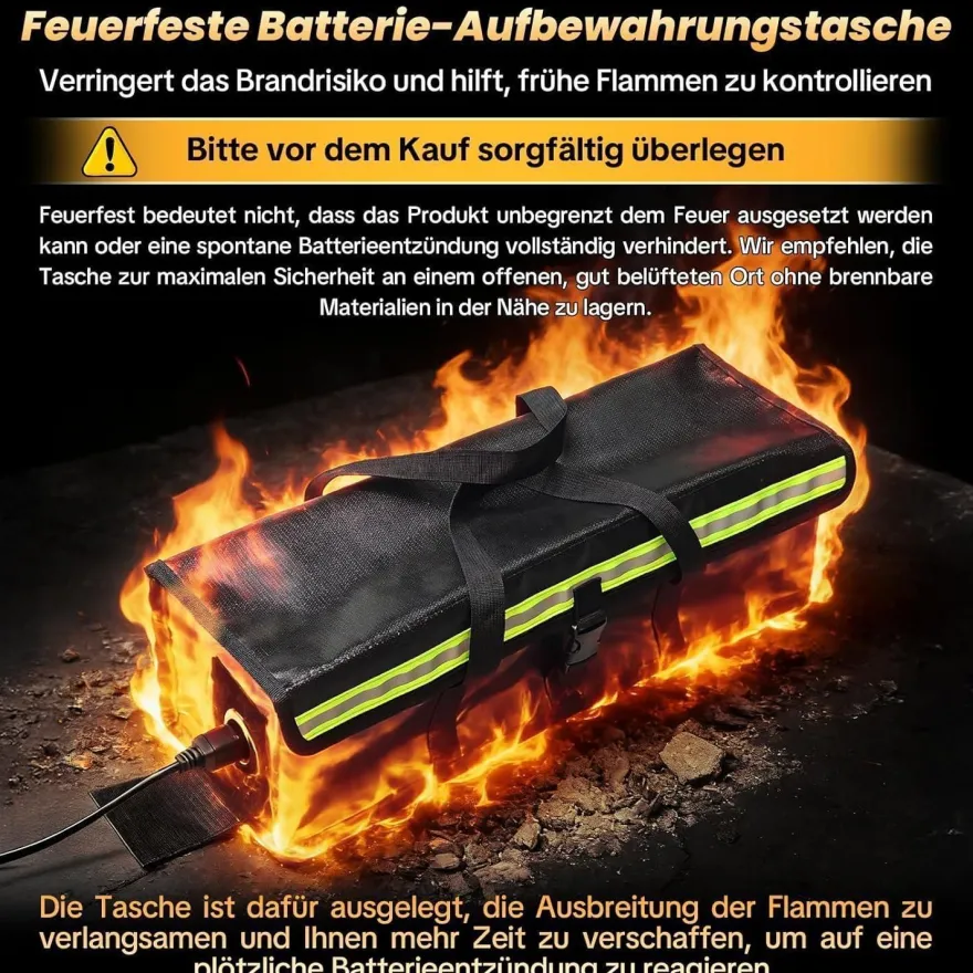 2x ELESKY Feuerfeste E-Bike Akkutasche - Kältebeständig, Wasserdicht, für