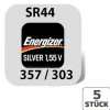 5x Energizer 357 / 303 Uhrenbatterien 1,55 V SR1154W SR44 AG13 Knopfzelle