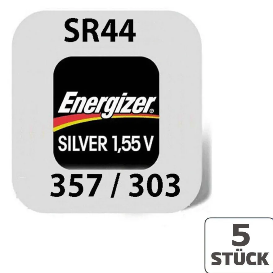 5x Energizer 357 / 303 Uhrenbatterien 1,55 V SR1154W SR44 AG13 Knopfzelle