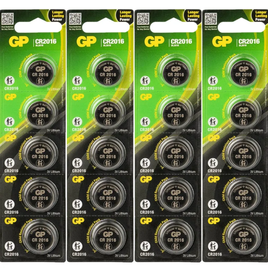 4x 5er Blister GP Knopfzellen CR2016 CR 2016 Lithium Batterien 3V