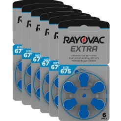 6x 6er Blister Rayovac Extra Hörgerätebatterien blau 675 PR44 Knopfzellen 1,45V
