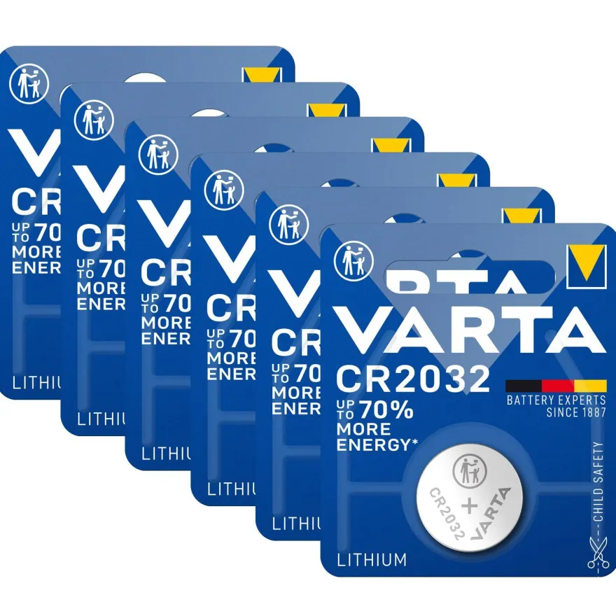 6x 1er Blister Varta CR2032 CR 2032 Knopfzelle Batterie 3V Lithium