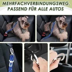2x Eyein Hundesicherheitsgurt fürs Auto, verstellbar mit Ruckdämpfung, blau