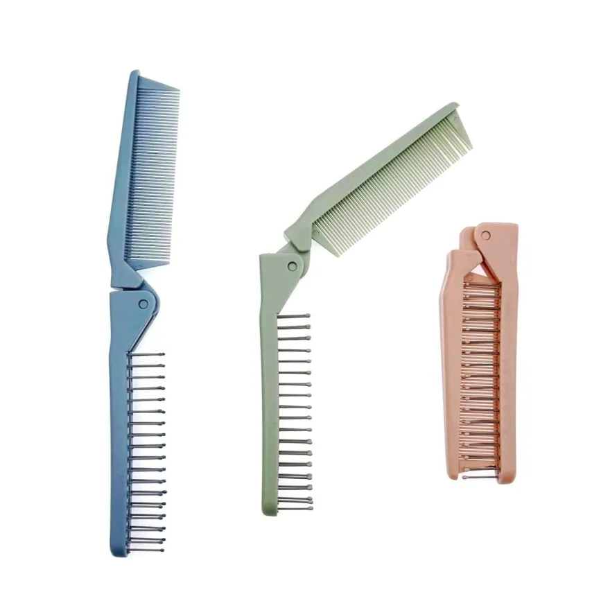 3x faltbare Haarbürsten Kamm Massagekopf feiner Zahnkamm Taschenreise für Frauen
