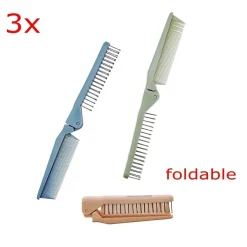 3x faltbare Haarbürsten Kamm Massagekopf feiner Zahnkamm Taschenreise für Frauen