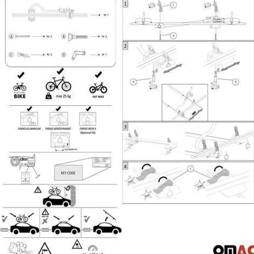 2x Farad Fahrradträger bis 25 kg ABE P-Style Dachfahrradträger EBike FatBike