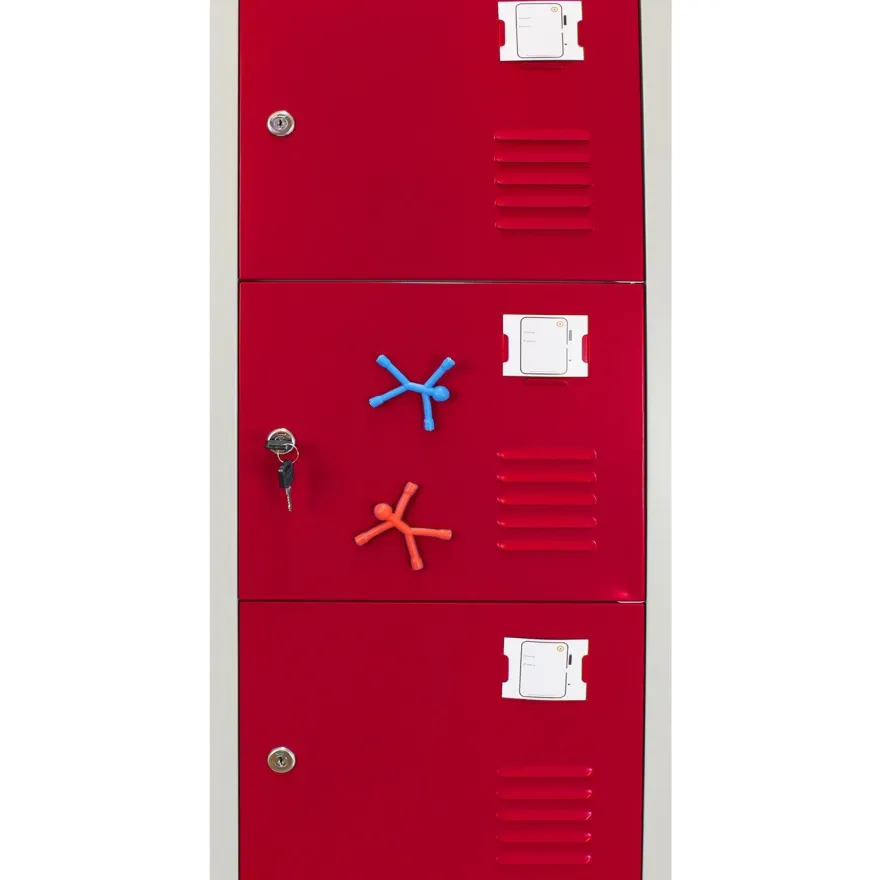3 x Fächerschrank Umkleideschrank Schließfach Spind Schrank Metallschrank Rot