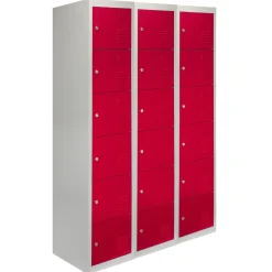 3 x Fächerschrank Umkleideschrank Schließfach Spind Schrank Metallschrank Rot