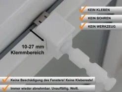 4x Fensterhaken/Dekohaken mit Distanzhalter, Klemmbereich 10-27 mm