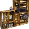 3 x flache Holzkiste Traute geflammt