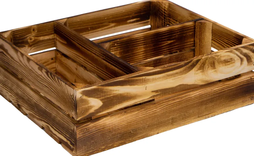 3 x flache Holzkiste Traute geflammt
