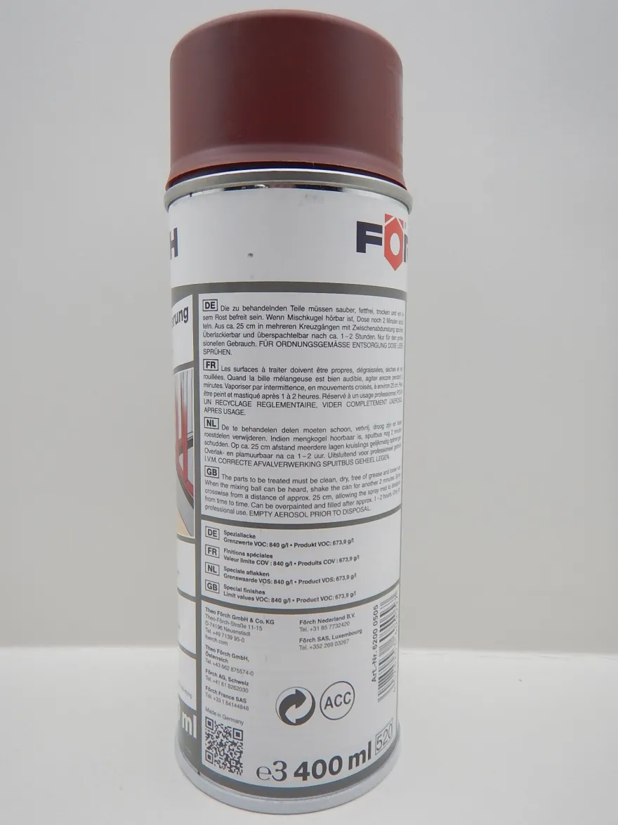 3X FÖRCH Roststopp Grundierung ANTI ROST Premium Rotbraun L236 SPRAY 400ML