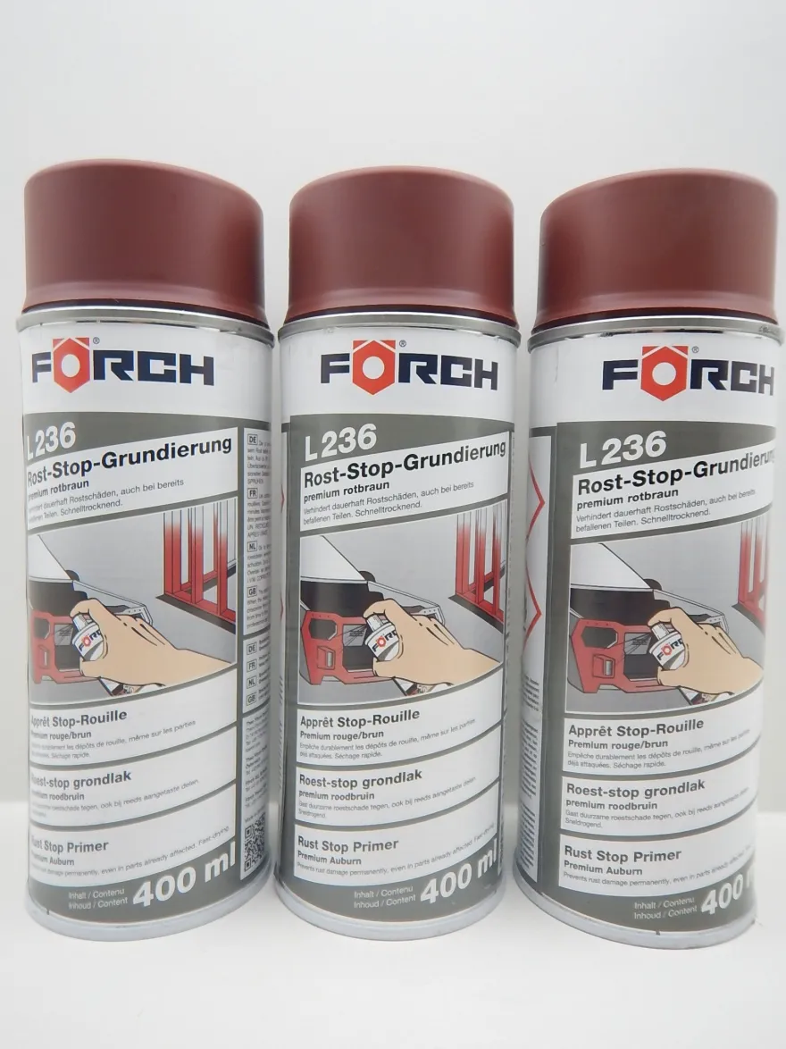 3X FÖRCH Roststopp Grundierung ANTI ROST Premium Rotbraun L236 SPRAY 400ML
