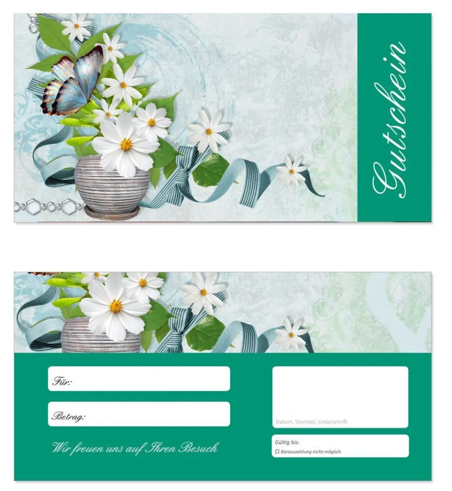 50 x Geschenkgutscheine (Blumen-614) TOP Gutscheine für Wellness Massagen uvm