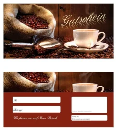 200 x Geschenkgutscheine (Kaffee-606) TOP Gutscheine für Gastronomie Restaurant