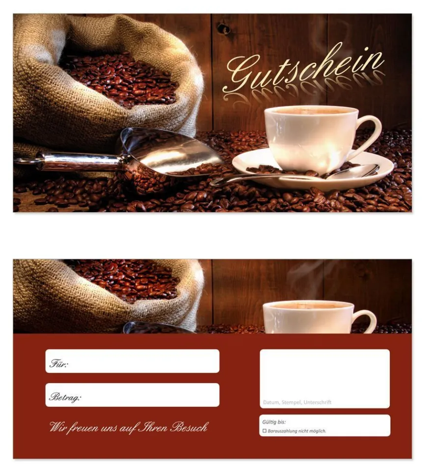 200 x Geschenkgutscheine (Kaffee-606) TOP Gutscheine für Gastronomie Restaurant