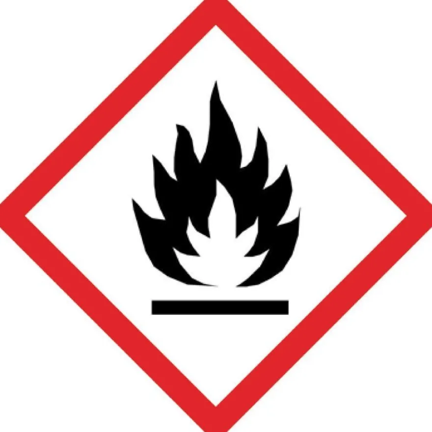 100x GHS Aufkleber Entzündlich 25x25mm Feuergefährlich PE-Plastik