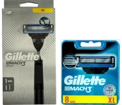 9x Gillette MACH3 Rasierklingen + Rasierer , Original Klingen neu & OVP