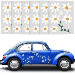 6x Gänseblümchen Autoaufkleber - Wetterfestes PVC, Selbstklebend, Vielseitig