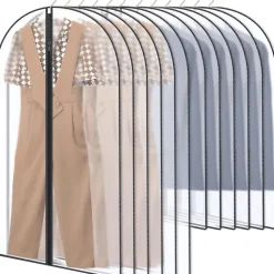 12x GoMaihe Kleidersack Anzug 60x120cm Transparent Schwarz Mehrweg