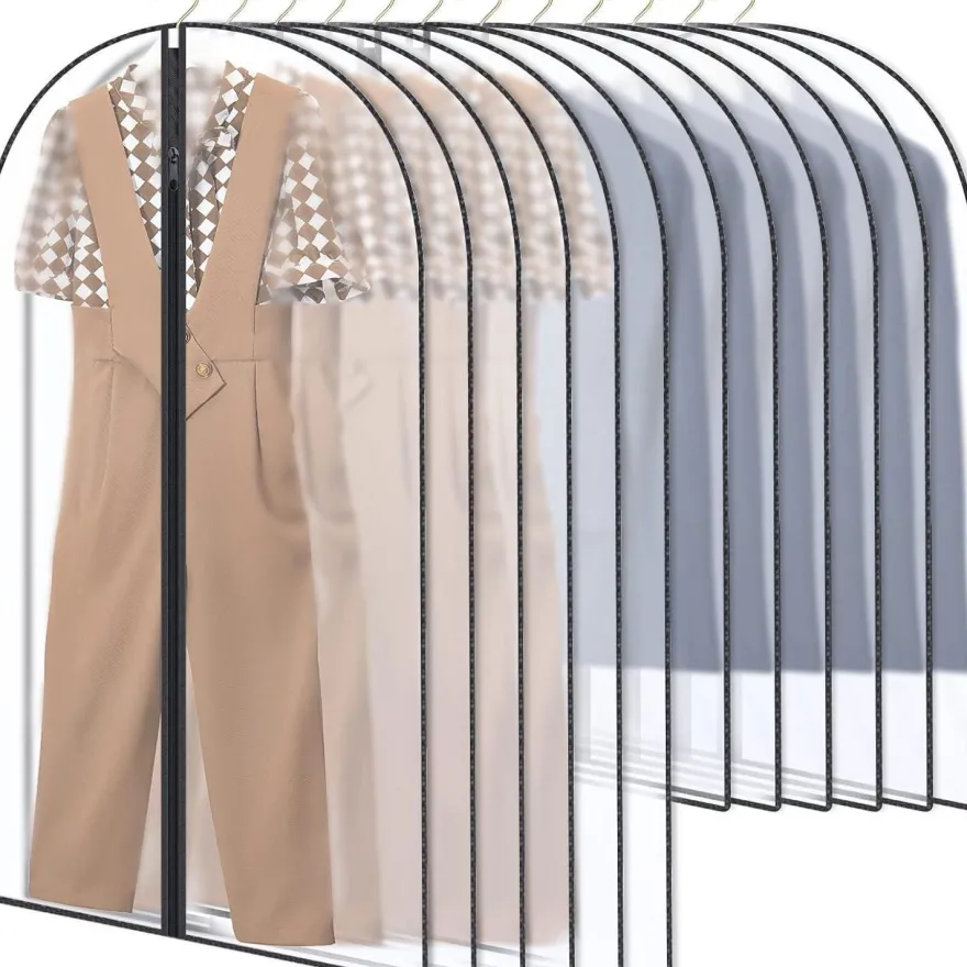 12x GoMaihe Kleidersack Anzug 60x120cm Transparent Schwarz Mehrweg