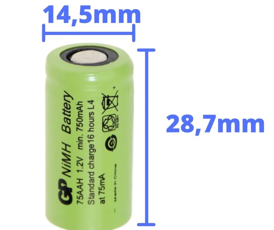 3 x GP GP75AAH Akku 2/3AA Mignon NiMH Akku 1,2V 750mAh