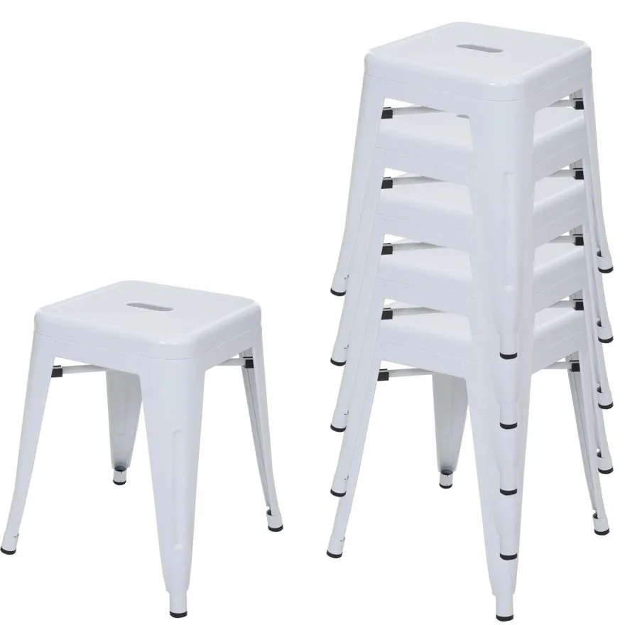 6x Hocker HWC-A73, Metallhocker Sitzhocker, Metall Industriedesign stapelbar