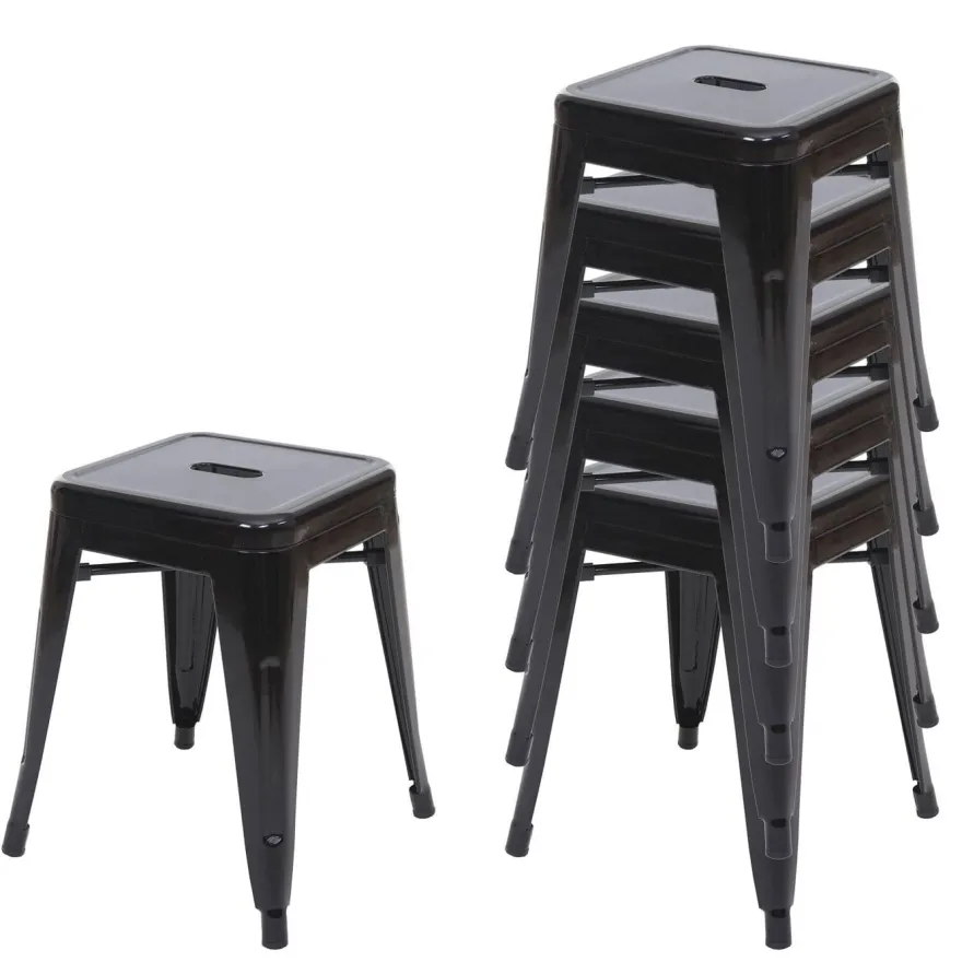 6x Hocker HWC-A73, Metallhocker Sitzhocker, Metall Industriedesign stapelbar