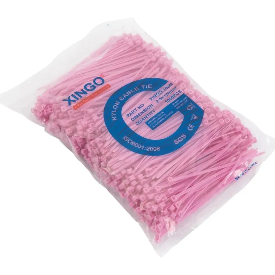 XINGO 1000 Stück Kabelbinder Rosa, 100mm x 2,5mm, 8,1 kg Zugfestigkeit, UV