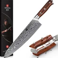 XINZUO Damaststahl Kochmesser 25.5cm Profi Chefmesser ergonomisch Rose