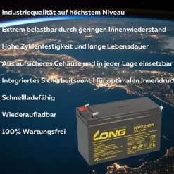 2x Kung Long AGM Akku 12V 7,2Ah passend für Alber scalamobil S10/S20