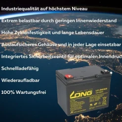 4x Kung Long U1-36NE AGM-Akkus 12V 36Ah (48V) – für Trendmobil Uranus